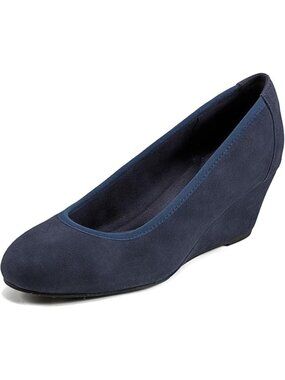 Rockport Rita Size 6M Wedge 2in Heel Navy Suede Shoes truTECH Comfort